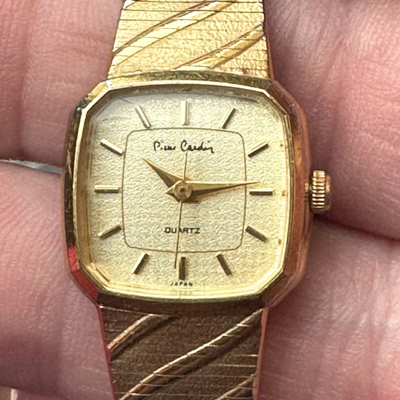 Vintage Wrist Watch Pierre Cardin Women's Quartz Gold tone small Square Bezel - Picture 1 of 13